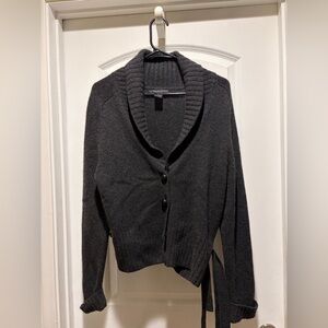 Bloomingdale’s Cashmere Charcoal Gray Cardigan with Shawl Collar
